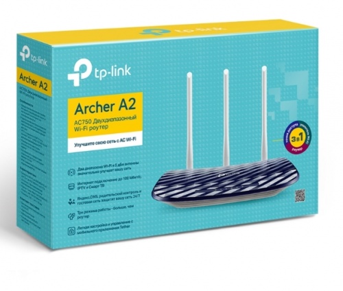 Купить  wi-fi маршрутизатор tp-link archer a2 ac750 10/100base-tx в интернет-магазине Айсберг! фото 2